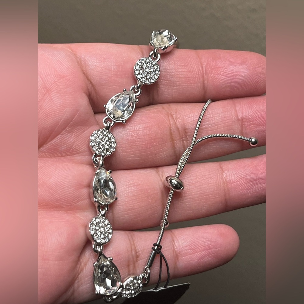 Givenchy Silver Crystal Toggle Necklace - image 4